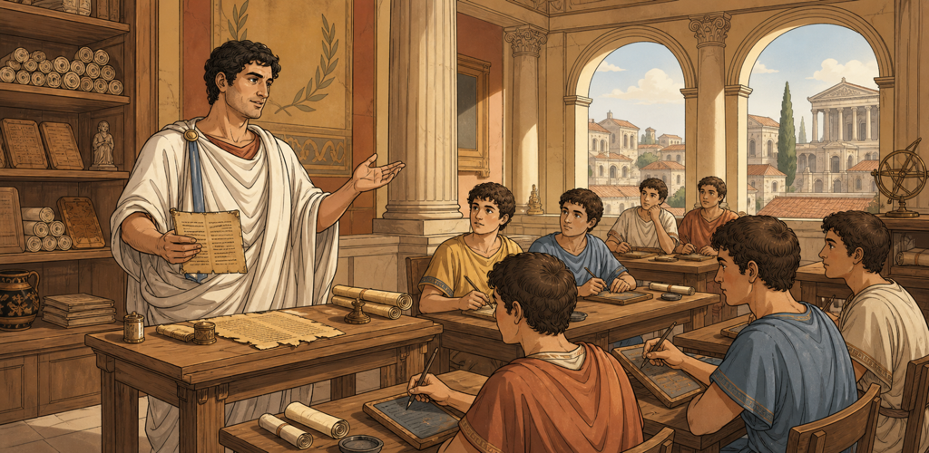 Ancient Roman classroom illustration