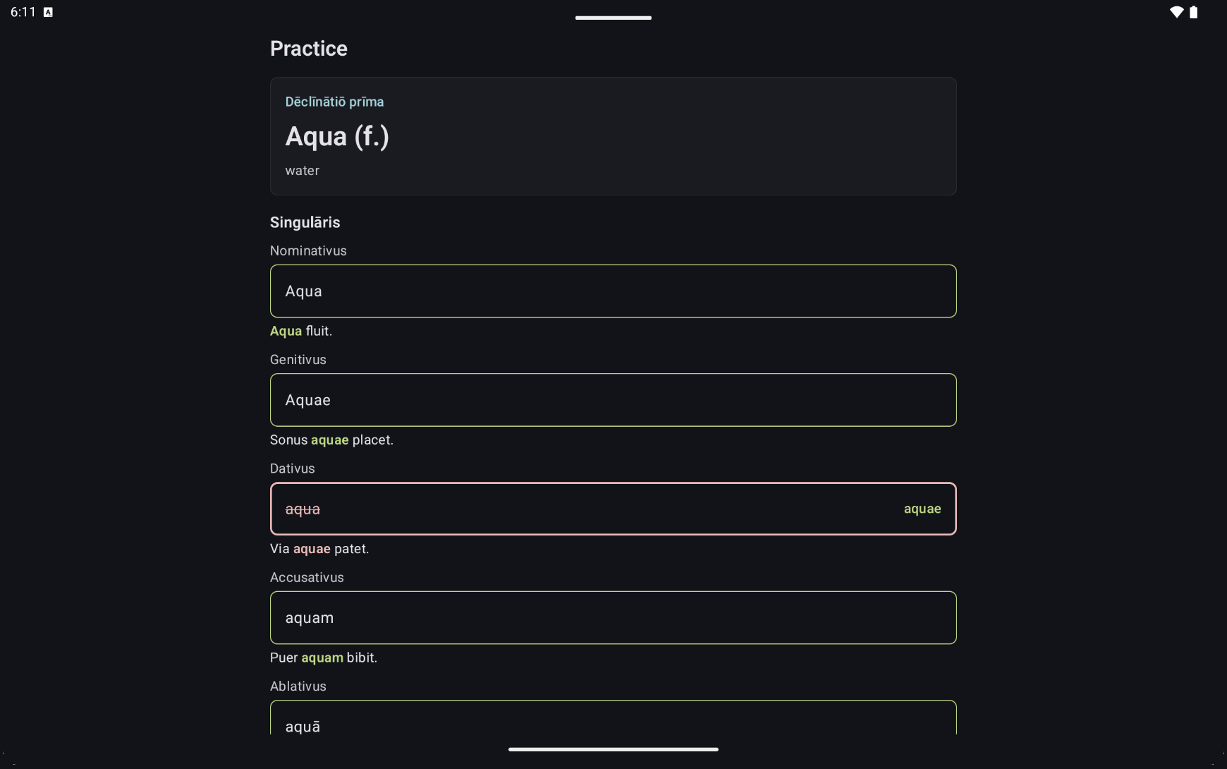 Magister Virtuālis practice screen on a tablet